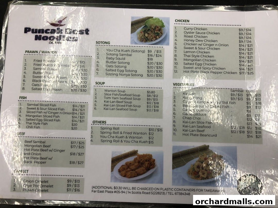 Menu page for Puncak Best Noodles Halal Restaurant