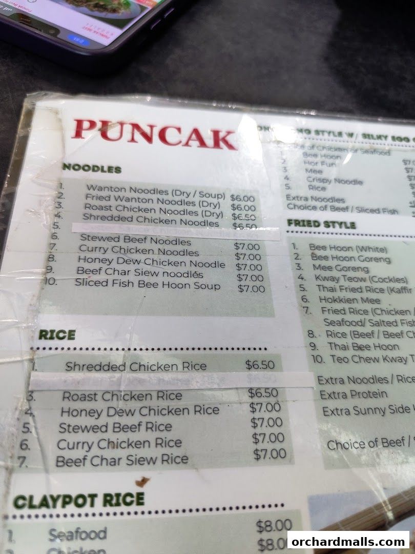 Menu page for Puncak Best Noodles Halal Restaurant