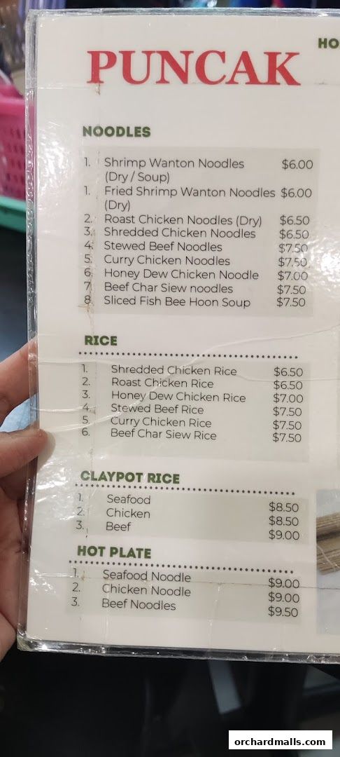 Menu page for Puncak Best Noodles Halal Restaurant