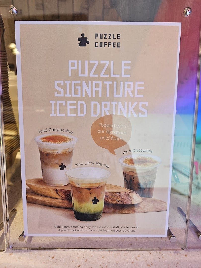 Menu page for Puzzle Coffee