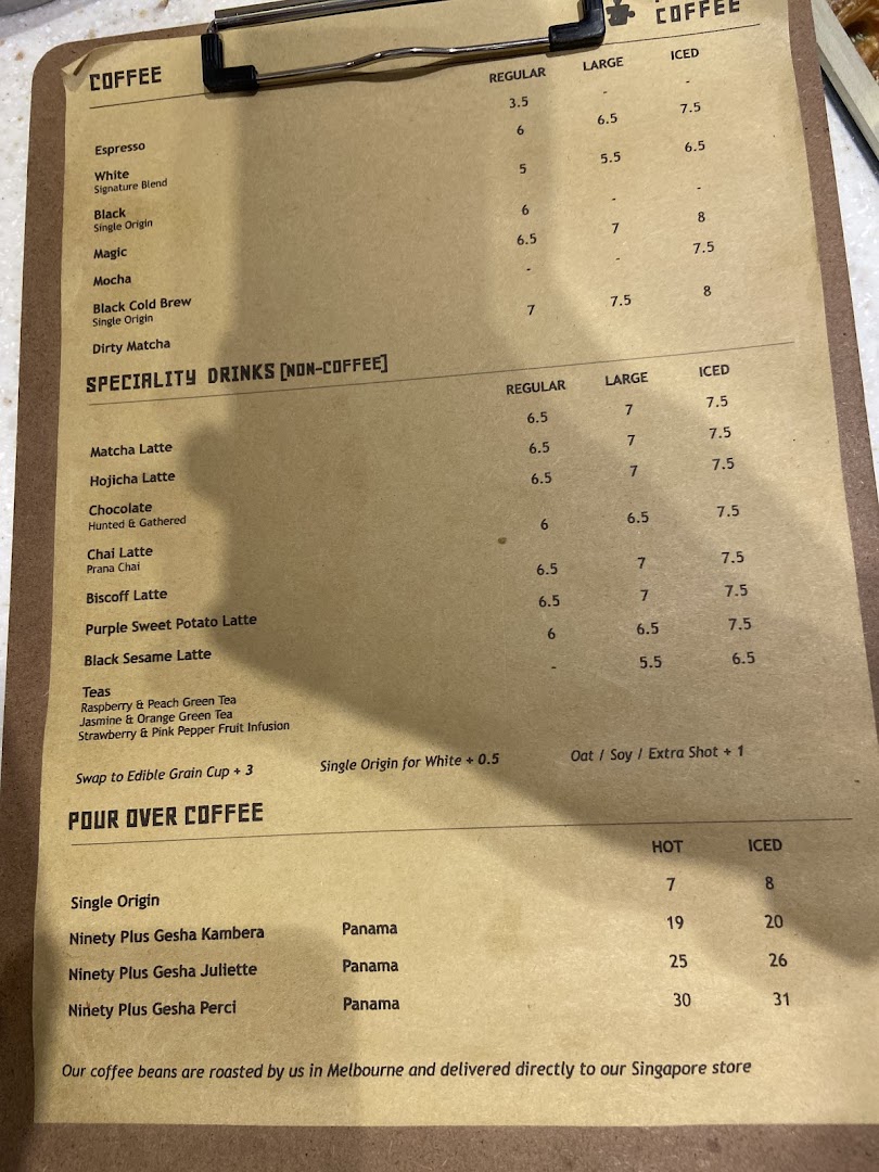 Menu page for Puzzle Coffee