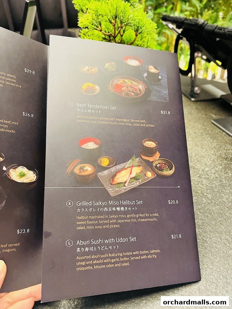 A menu from Sen-ryo featuring Japanese set meals with descriptions and prices.