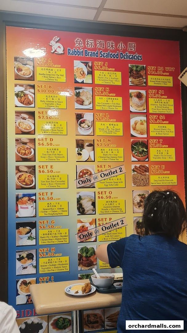 Menu page for Rabbit Brand Seafood Delicacies