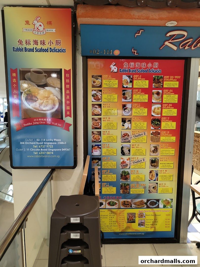 Menu page for Rabbit Brand Seafood Delicacies