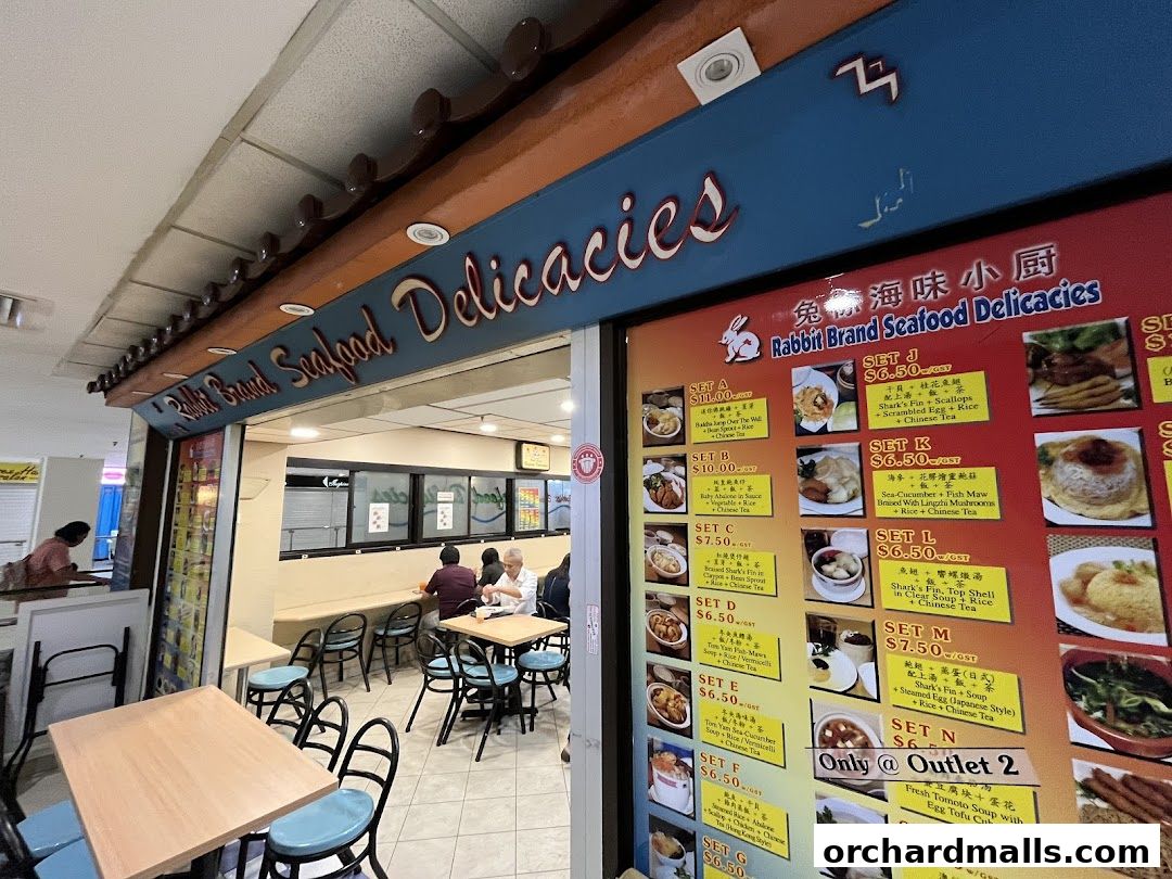 Menu page for Rabbit Brand Seafood Delicacies