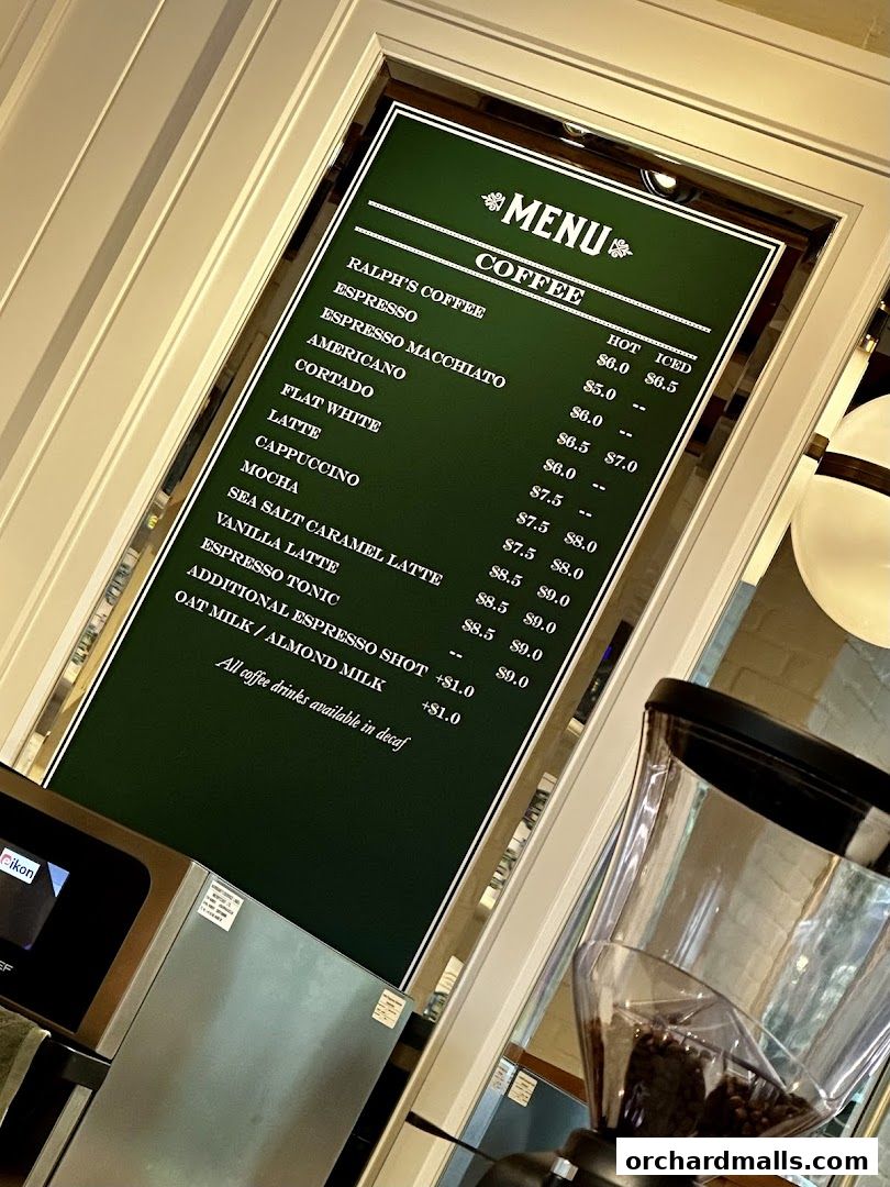 Menu page for Ralphs Coffee Shaw Centre