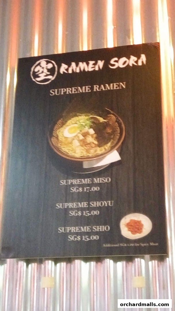 Menu page for Ramen Sora