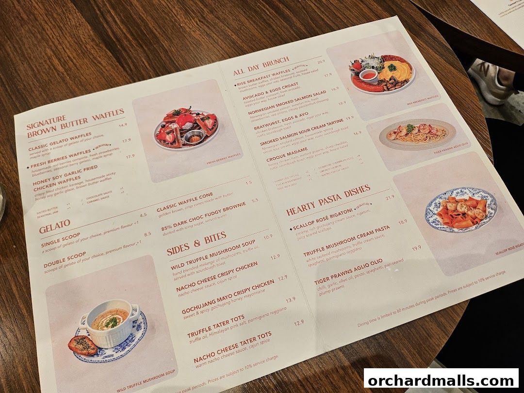 Menu page for Rise Bakehouse  TripleOne Somerset