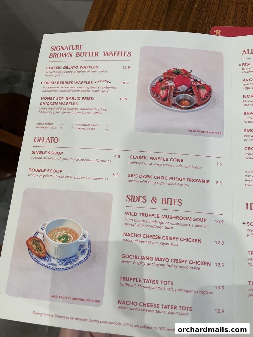 Menu page for Rise Bakehouse  TripleOne Somerset