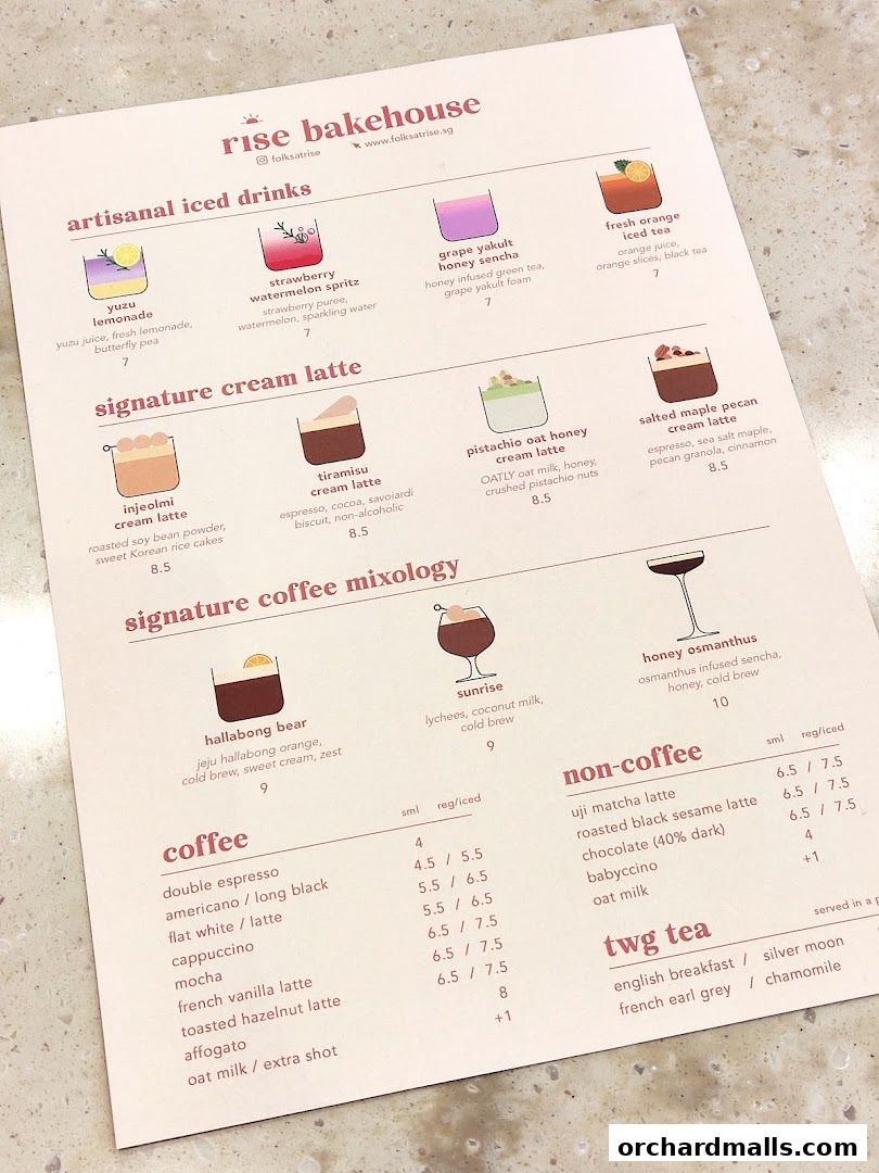 Menu page for Rise Bakehouse  TripleOne Somerset