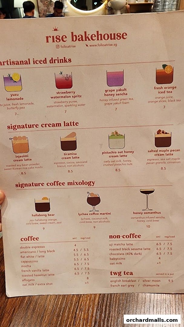 Menu page for Rise Bakehouse  TripleOne Somerset