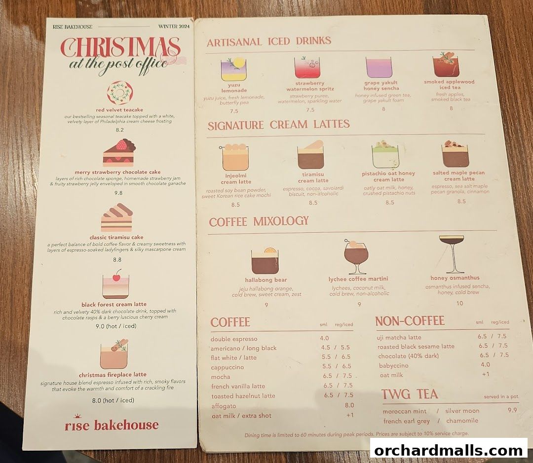 Menu page for Rise Bakehouse  TripleOne Somerset