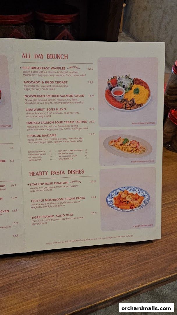 Menu page for Rise Bakehouse  TripleOne Somerset