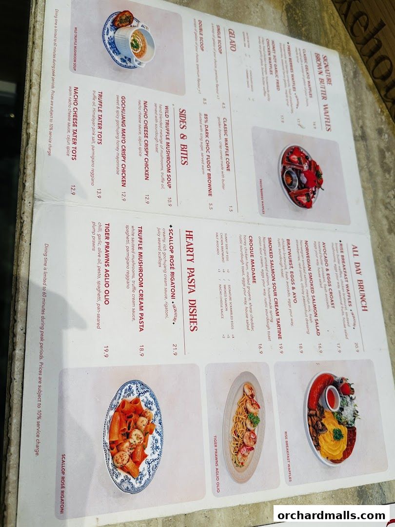 Menu page for Rise Bakehouse  TripleOne Somerset