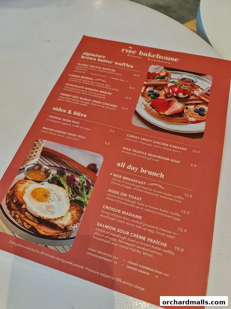 Menu page for Rise Bakehouse  TripleOne Somerset