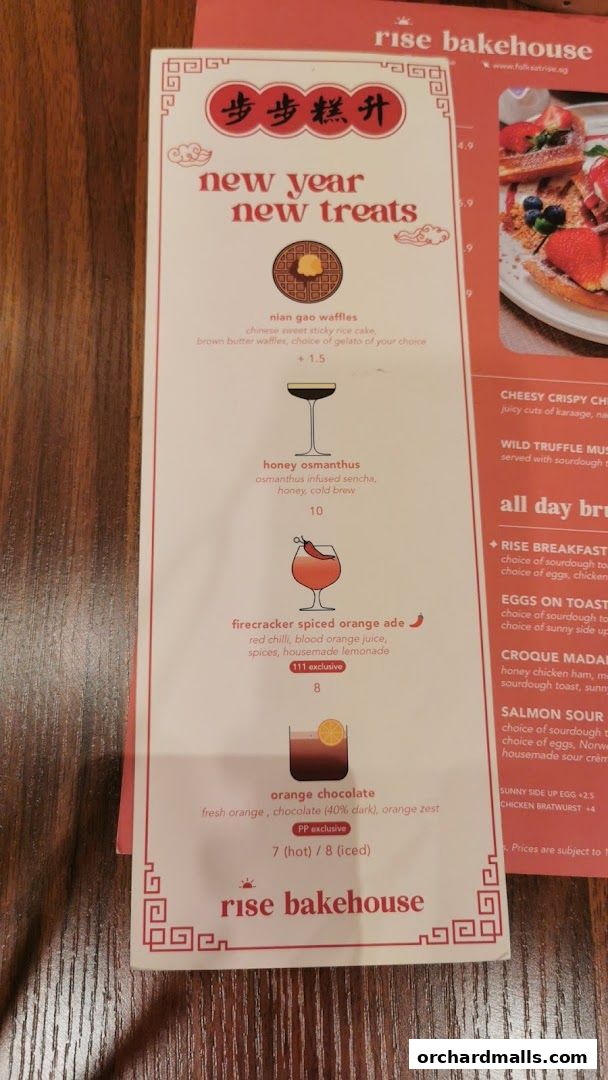 Menu page for Rise Bakehouse  TripleOne Somerset