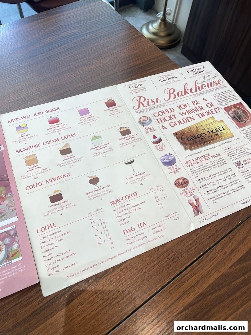 Menu page for Rise Bakehouse  TripleOne Somerset