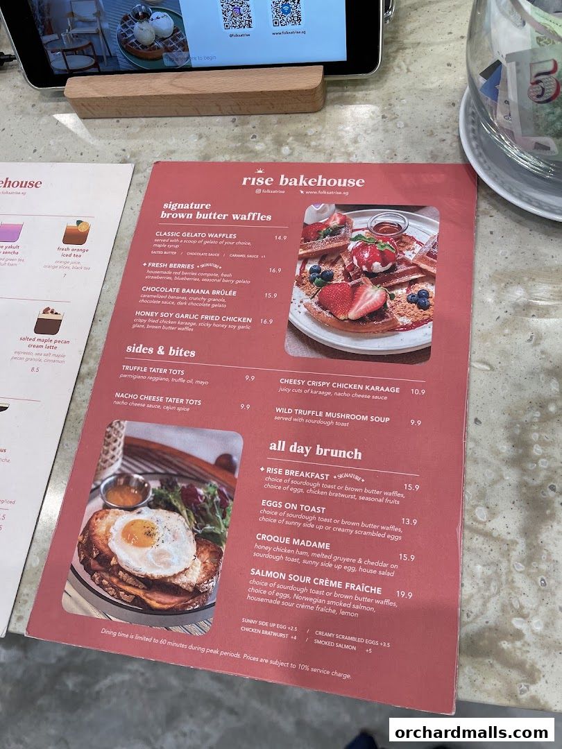 Menu page for Rise Bakehouse  TripleOne Somerset