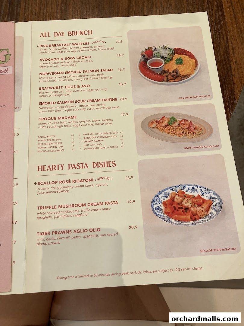 Menu page for Rise Bakehouse  TripleOne Somerset