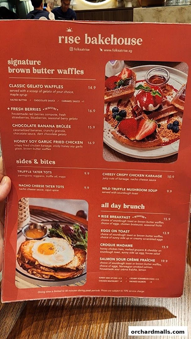 Menu page for Rise Bakehouse  TripleOne Somerset