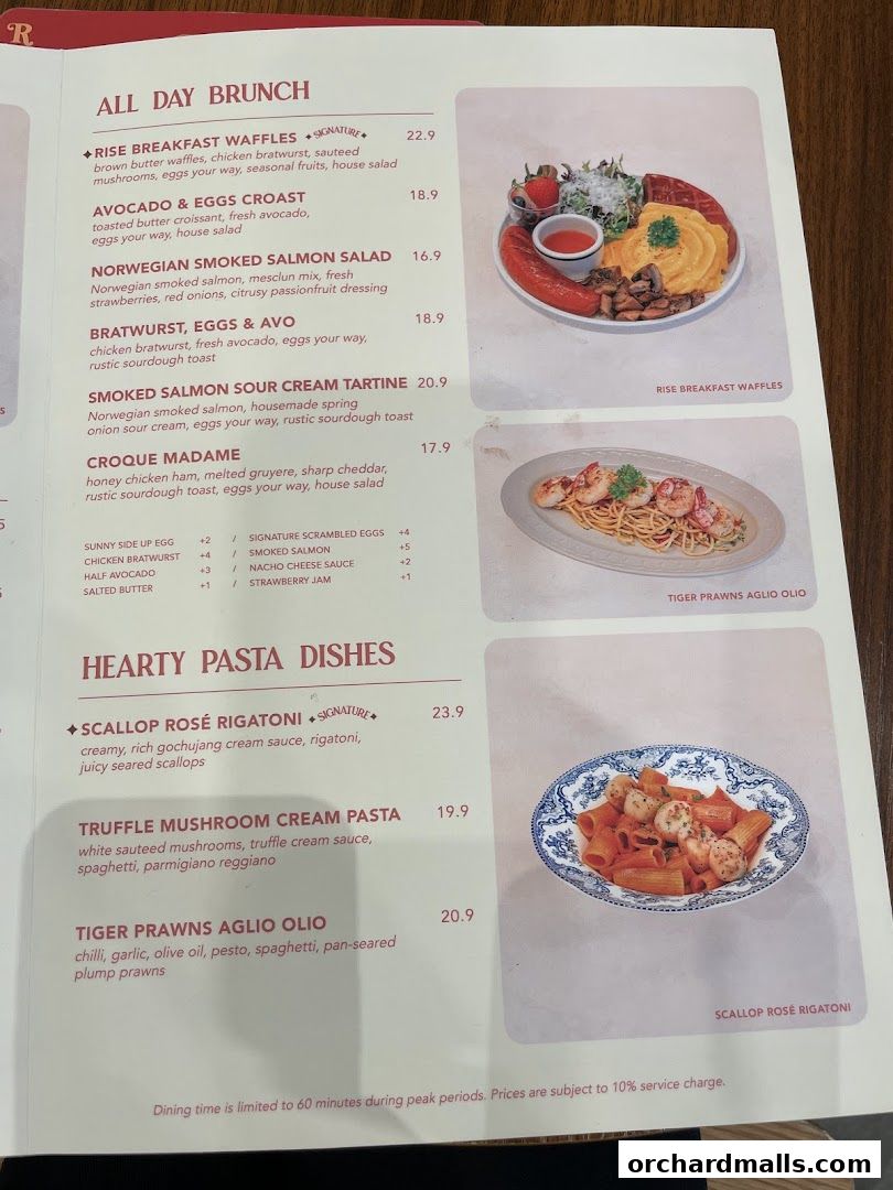 Menu page for Rise Bakehouse  TripleOne Somerset