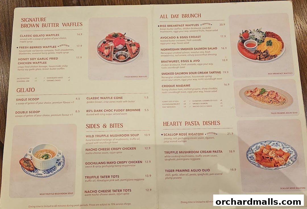 Menu page for Rise Bakehouse  TripleOne Somerset