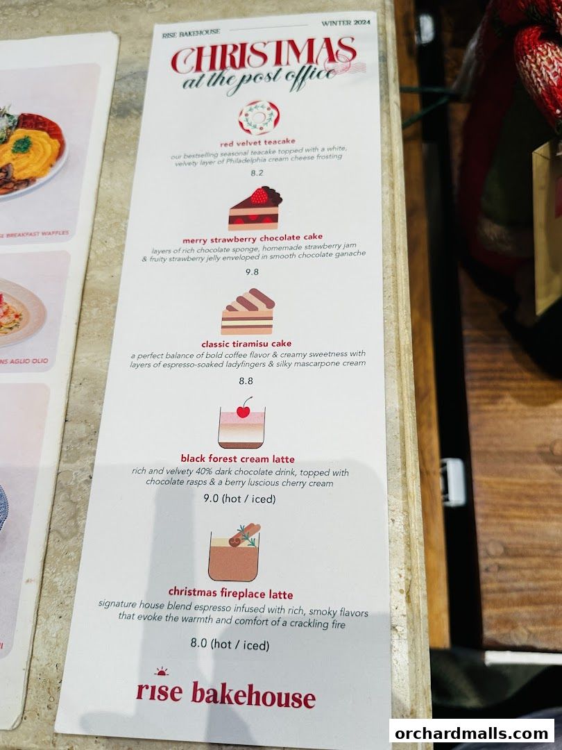 Menu page for Rise Bakehouse  TripleOne Somerset