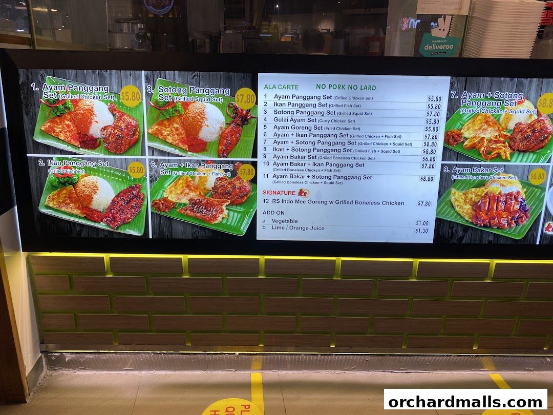 Menu page for Riverside Indonesian BBQ