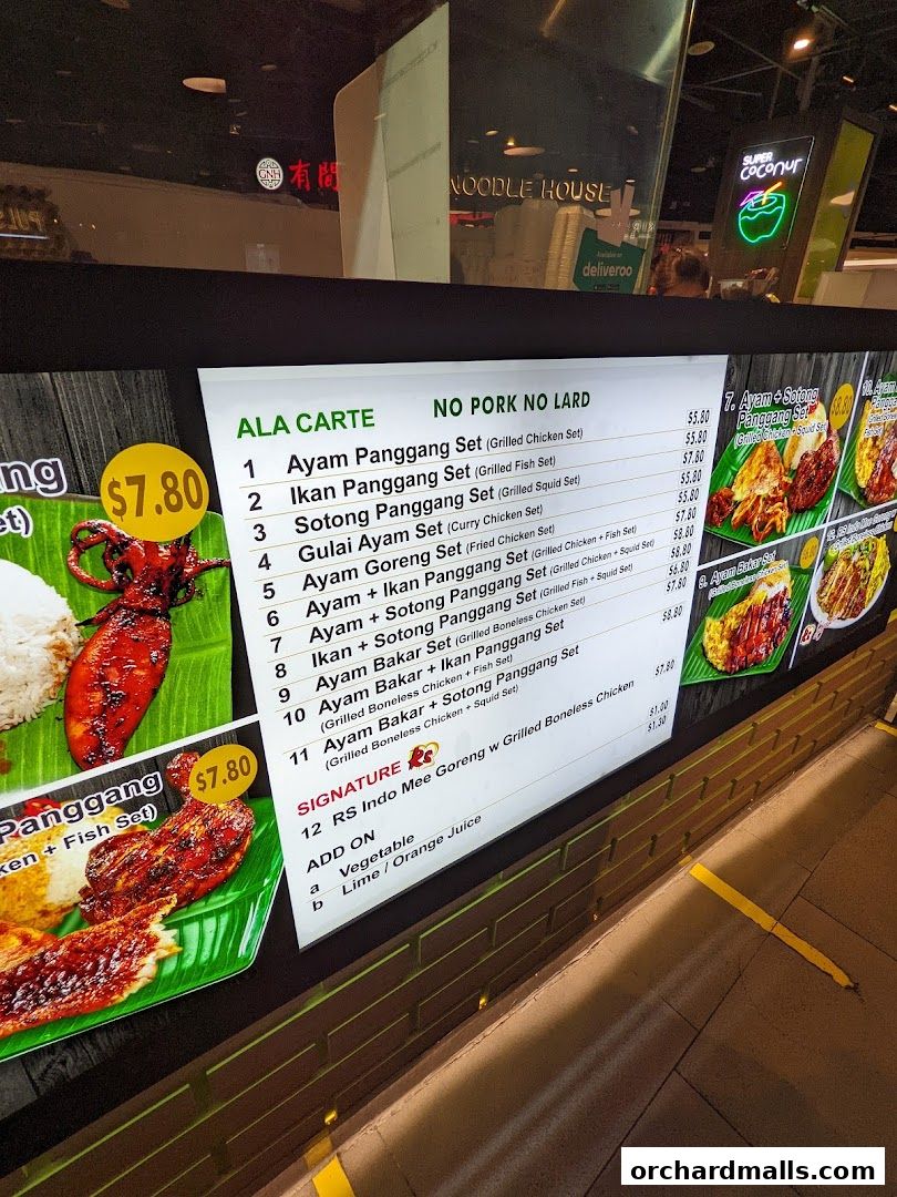 Menu page for Riverside Indonesian BBQ