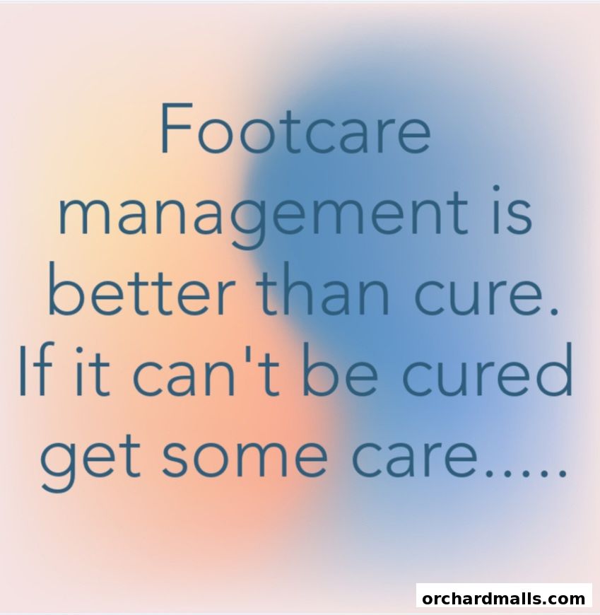 A graphic with text about footcare management and prevention.