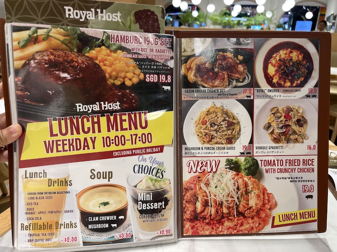 Menu page for Royal Host Takashimaya S.C.