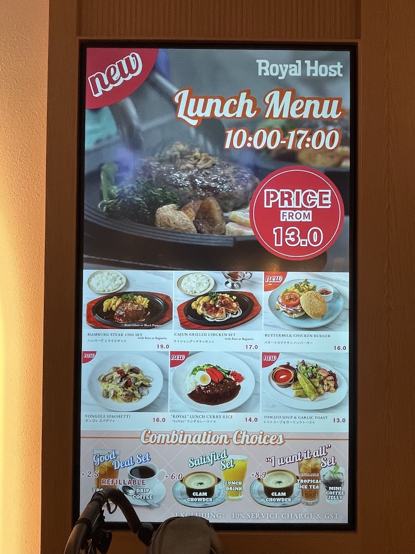 Menu page for Royal Host Takashimaya S.C.