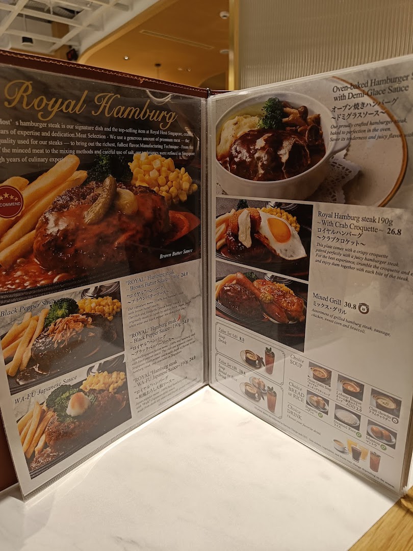 Menu page for Royal Host Takashimaya S.C.