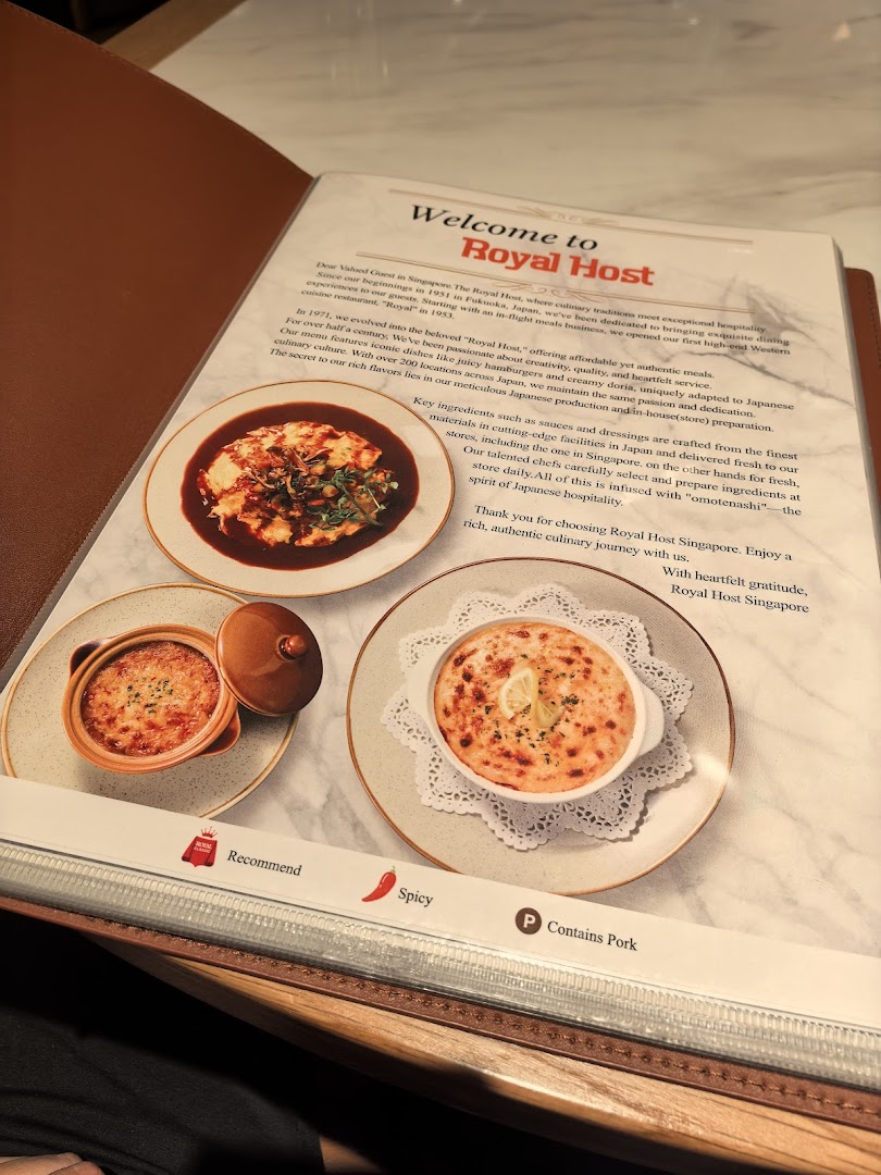 Menu page for Royal Host Takashimaya S.C.