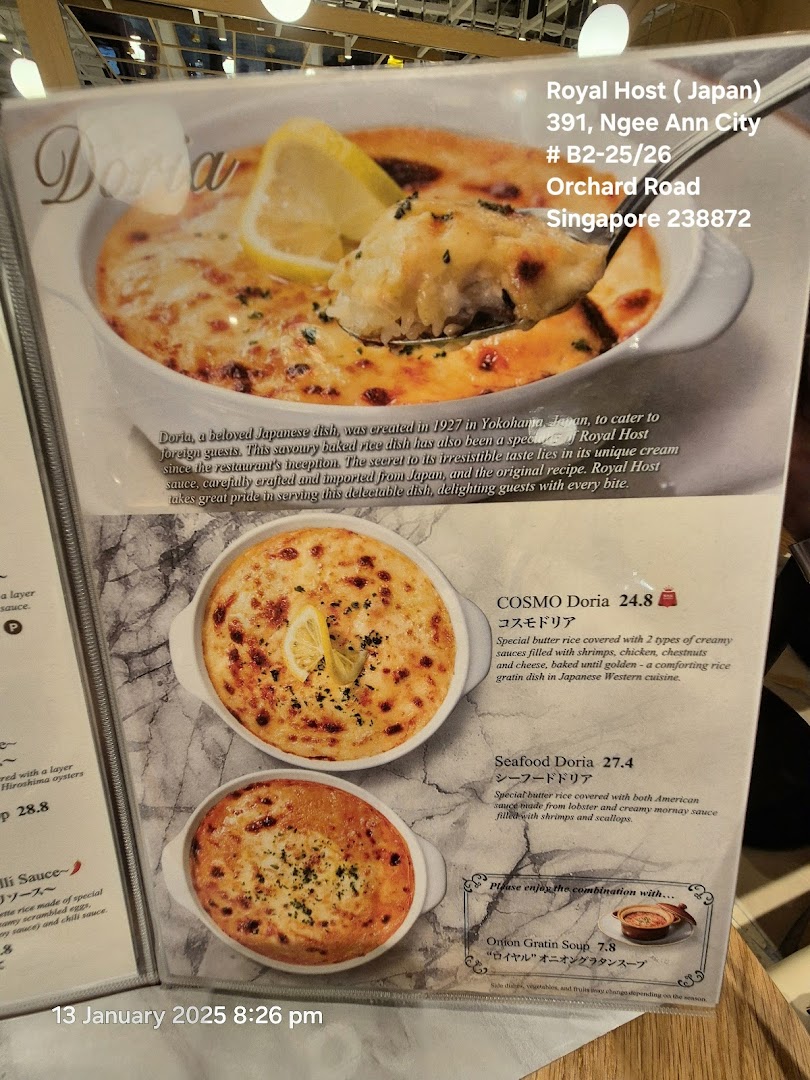 Menu page for Royal Host Takashimaya S.C.