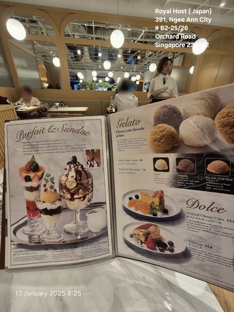 Menu page for Royal Host Takashimaya S.C.