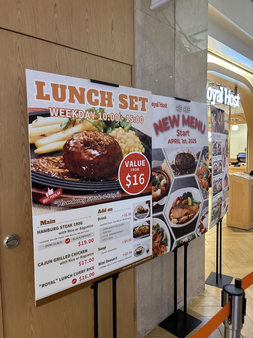 Menu page for Royal Host Takashimaya S.C.