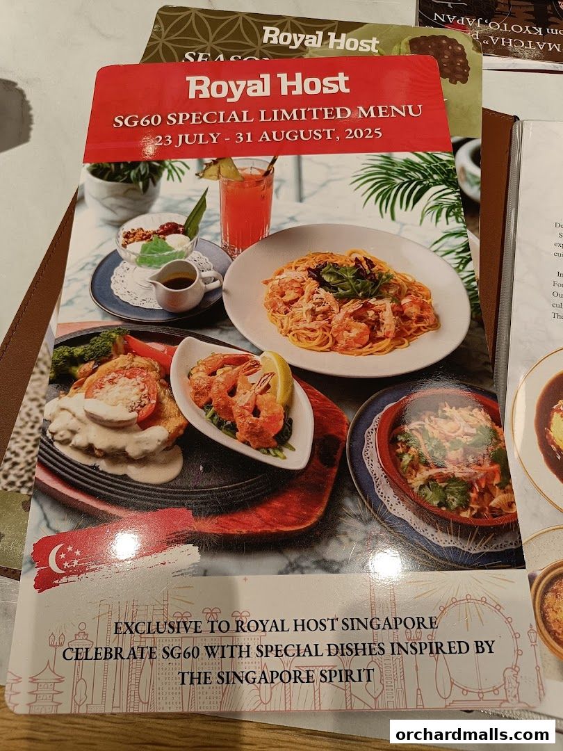 A menu for Royal Host's SG60 Special Limited Menu featuring various dishes.