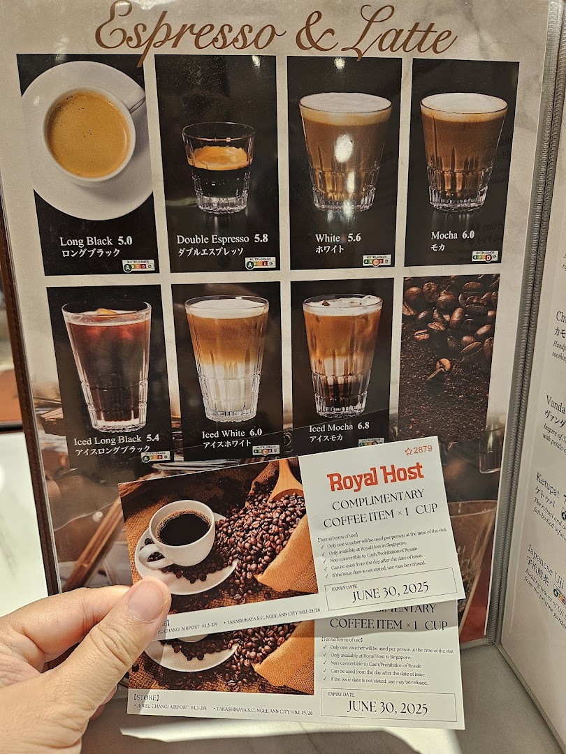 Menu page for Royal Host Takashimaya S.C.