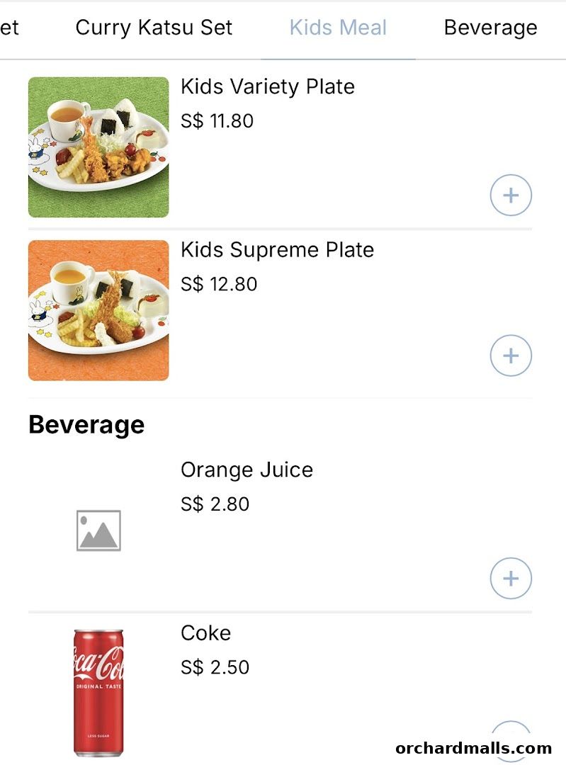 Menu page for Saboten Express The Cathay Mall