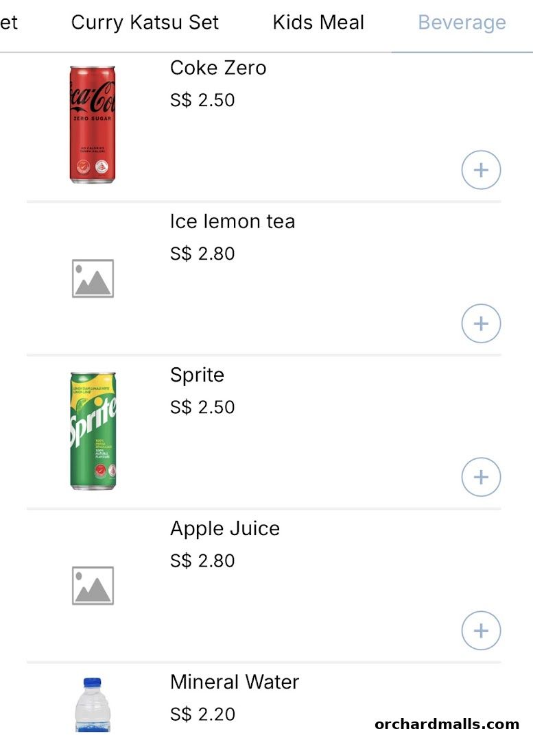 Menu page for Saboten Express The Cathay Mall