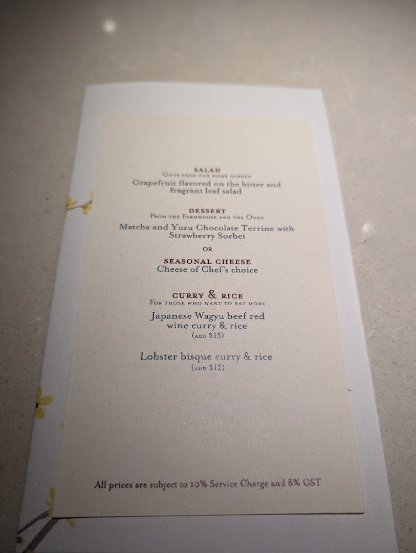 Menu page for Sage by Yasunori Doi