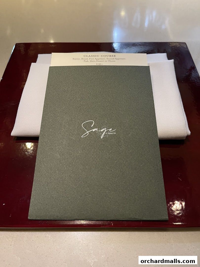 A menu for Sage by Yasunori Doi, featuring a classic course.