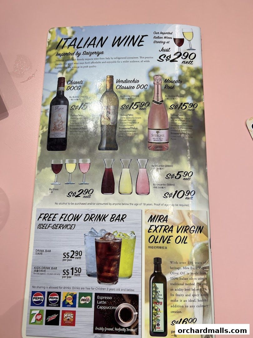 Menu page for Saizeriya - The Cathay