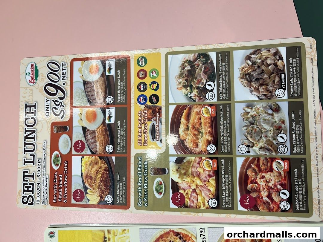 Menu page for Saizeriya - The Cathay