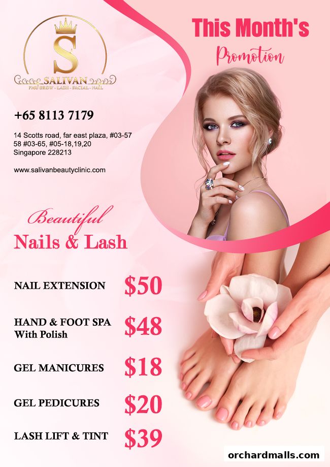 Menu page for Salivan Beauty Clinic