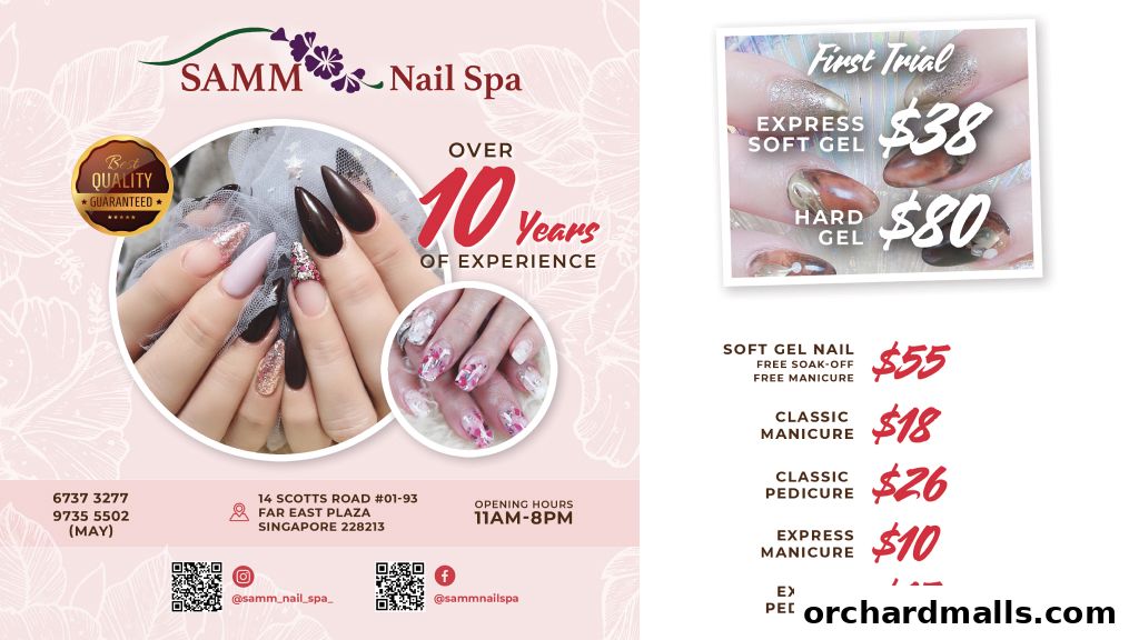 Menu page for Samm Nail Spa