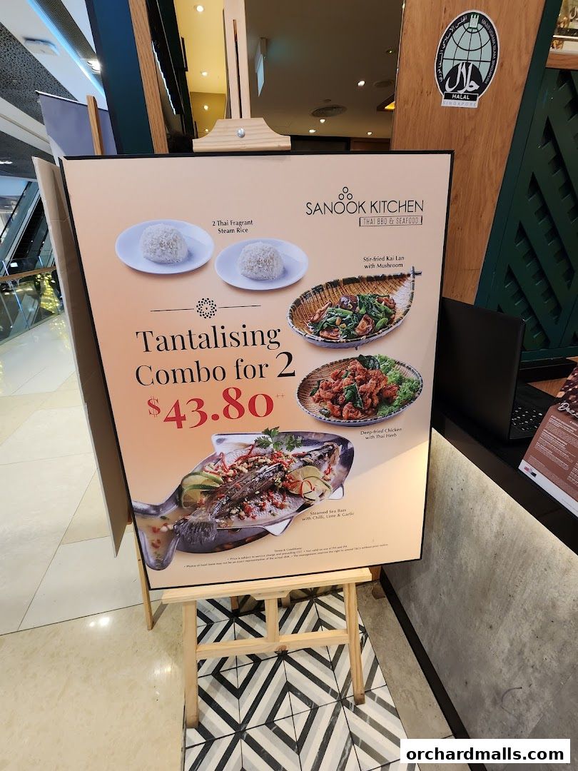A promotional sign for Sanook Kitchen's Tantalising Combo for 2.