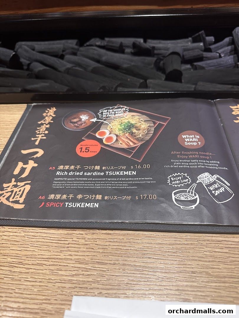 Menu page for Sanpoutei Ramen, Shaw House