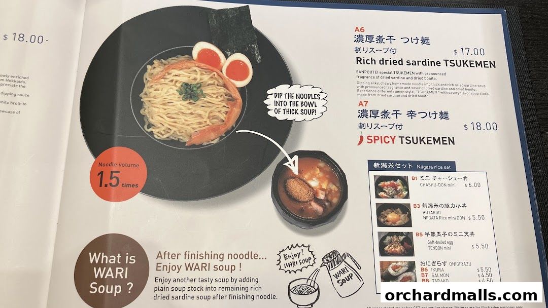 Menu page for Sanpoutei Ramen, Shaw House